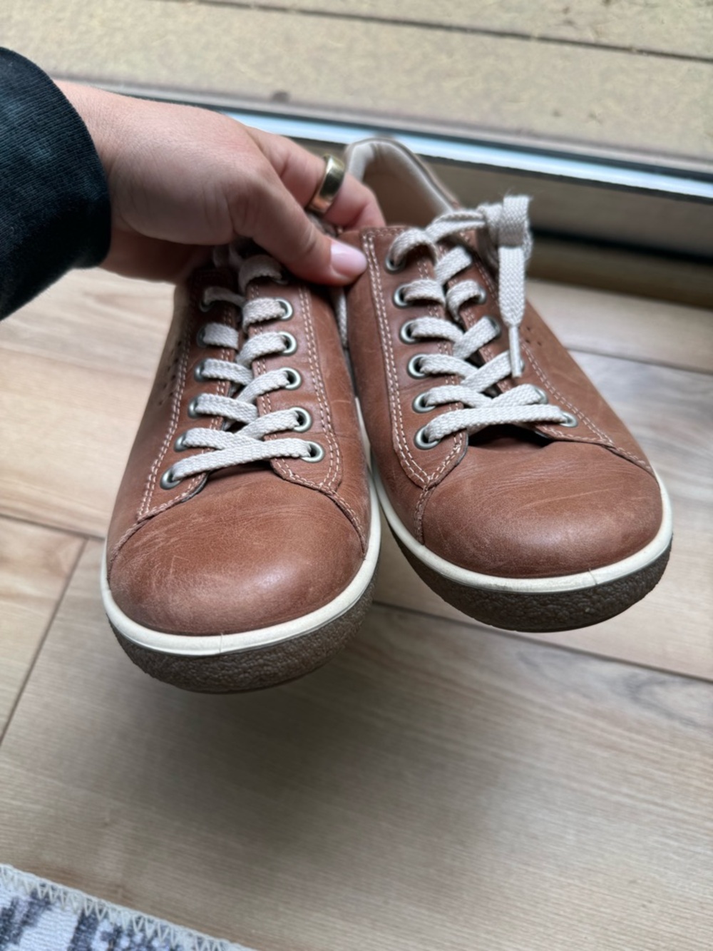 ECCO Brown Leather Sport Tennis Sneakers - Picture 3 of 6